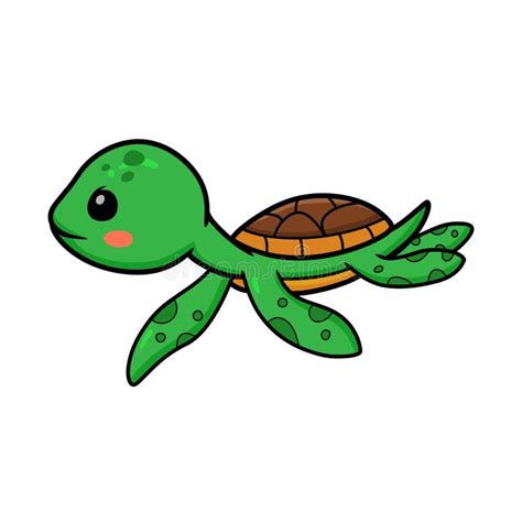 Cute Little Turtle Cartoon Swimming Stock Vector Illustration Of