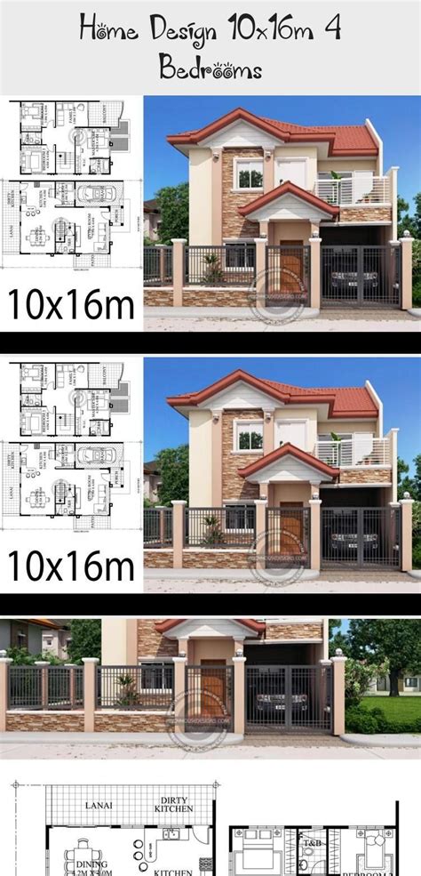 Home Design 10x16m With 3 Bedrooms Home Design With Plansearch 11b