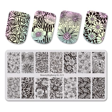 Flower Theme Rectangle Nail Stamping Plate Rose Design Nail Art Tool