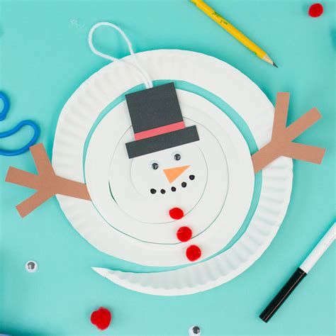 Paper Plate Spiral Melting Snowman Craft Box Girls