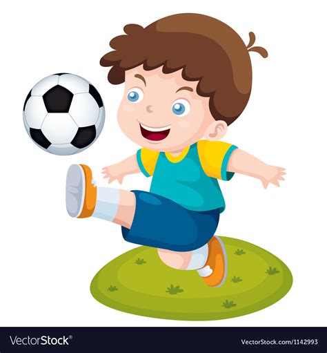 Boy Playing Soccer Royalty Free Vector Image Vectorstock