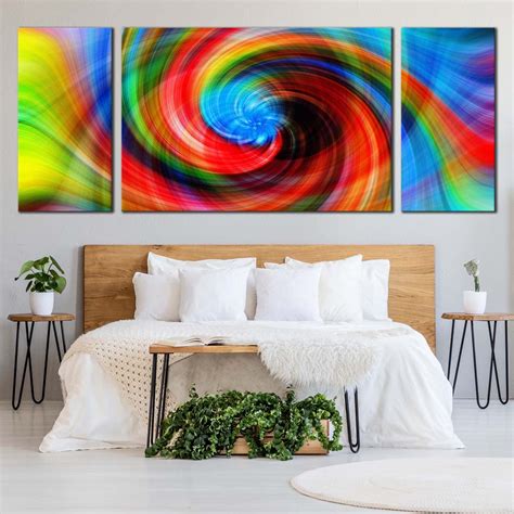 Modern Abstract Canvas Wall Art Colorful Abstract Spiral 3 Piece Canv