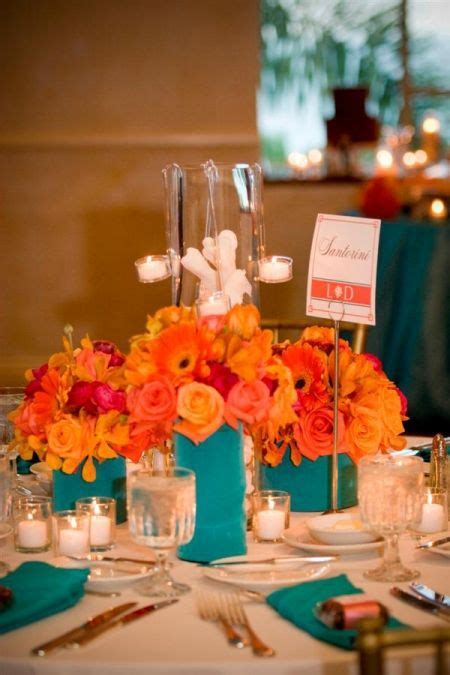 Love These Flowers Teal Orange Weddings Aqua Wedding Beach