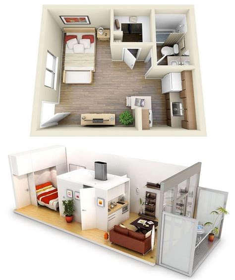 Studio Apartment Floor Plans 3d