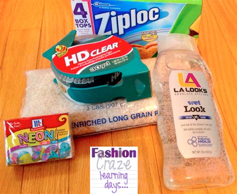 Water gel beads, glitter & baby oil. Making Gel and Rice Sensory Bags | Fashion Craze Learning Days