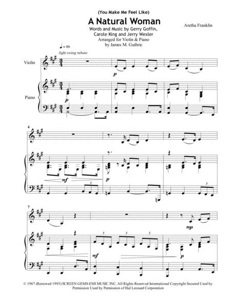 you make me feel like a natural woman arr james m guthrie ascap sheet music celine dion