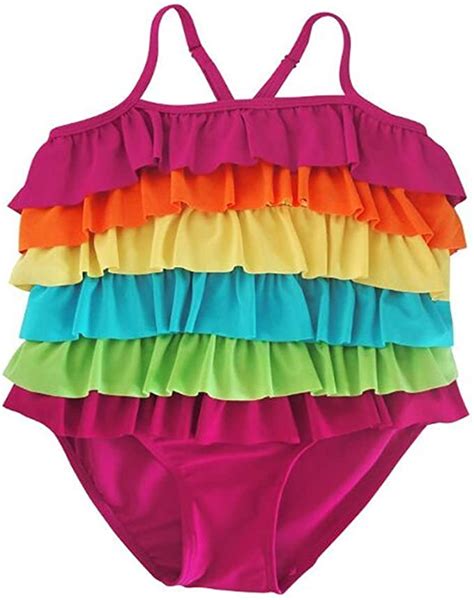 Sexy Baby Girls One Piece Colorful Ruffled Swimwear Bikini