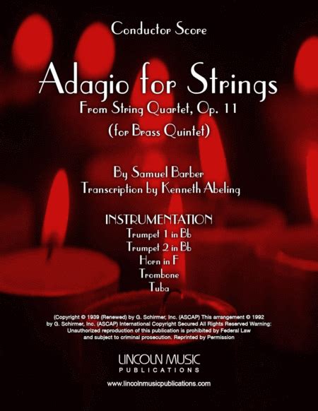 Adagio For Strings Sheet Music Samuel Barber Brass Ensemble