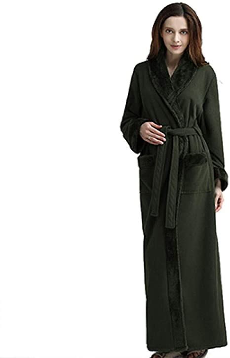 Drolpt Bathrobes Women Winter Warm Thick Ankle Length Robes Women Extra Long Sexy Flannel