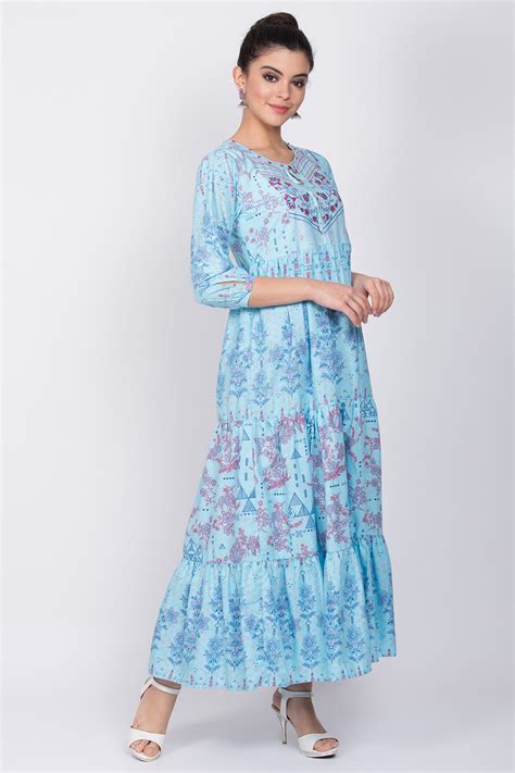 Buy Online Sky Blue Cotton Dress For Women At Best Price At Rangriti