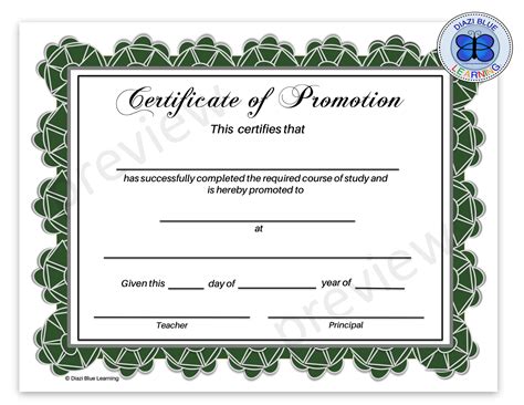 Certificate Of Promotion Certificate Of Completion End Of Year