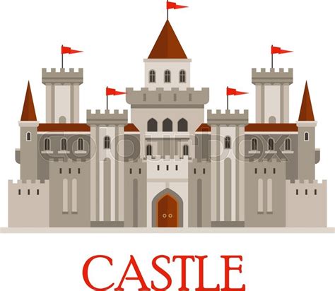 Fortified medieval roman castle in ... | Stock vector ... Big ben london eye drawing tom ford desktop, big ben png.