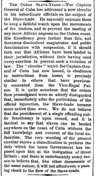 “the Cuban Slave Trade” New York Times September 14 1860 House Divided
