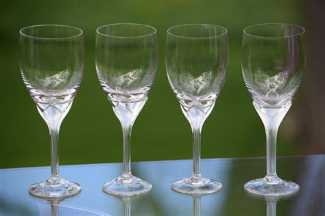 Vintage Crystal Wine Glasses Set Of 4 Rosenthal Iris ~ Satin Stem Red Wine 7 1 4 Tall