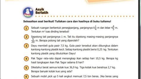 Soal Cerita Matematika Kelas 5 Pecahan Dan Kunci Jawaban Homecare24