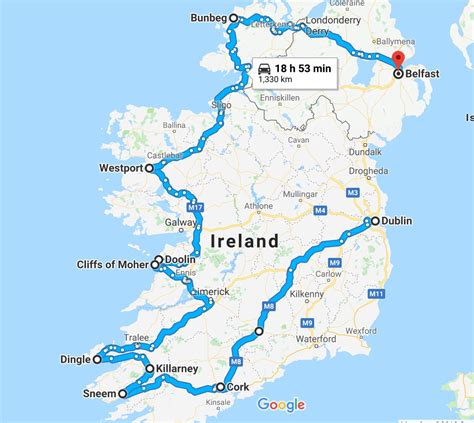 Driving Map Of Ireland Map Of Stoney Lake