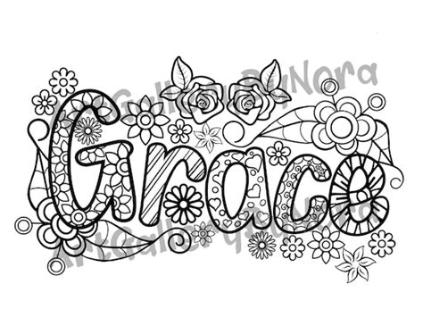 Coloring Pages Grace Coloring For Adults Christian Quote Etsy
