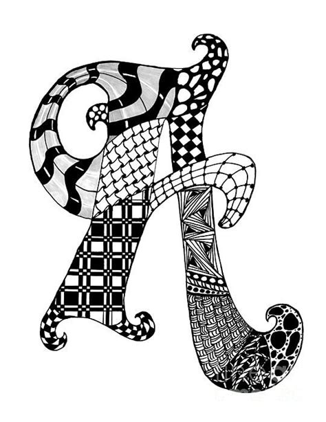 Zentangle Alphabet Pages Coloring Pages