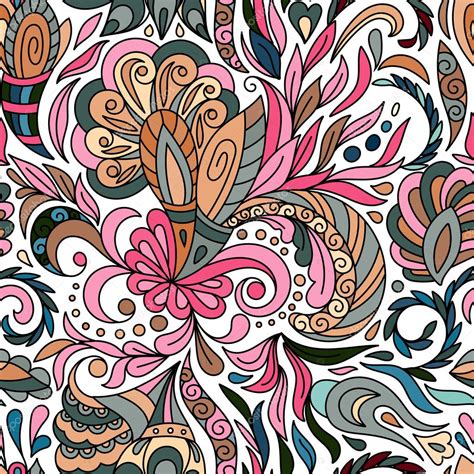 Beautiful Floral Paisley Seamless Pattern Stock Vector Image By