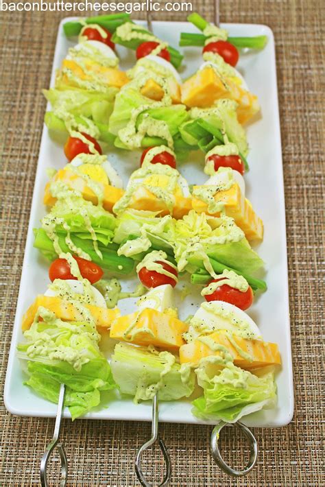 Everything tastes better on a stick. Bacon, Butter, Cheese & Garlic: Salad on a Stick