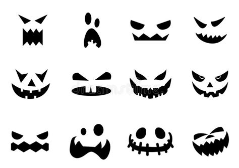 Scary Halloween Pumpkin Faces Icons Stock Illustrations 321 Scary