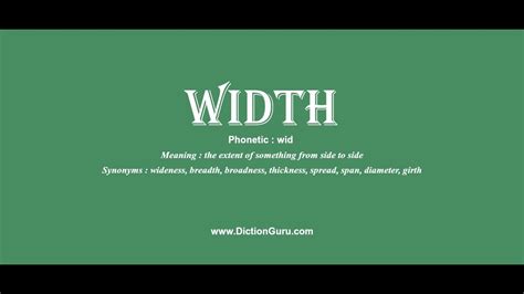Width How To Pronounce Width With Phonetic And Examples Youtube