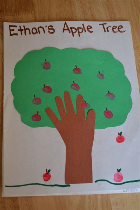 Hand And Thumbprint Apple Trees Preschool Art Projects