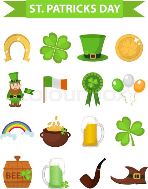 Patrick initially encountered many hardships among the pagans, particularly the druids. St. Patricks Day icon set design ... | Stock vector ...