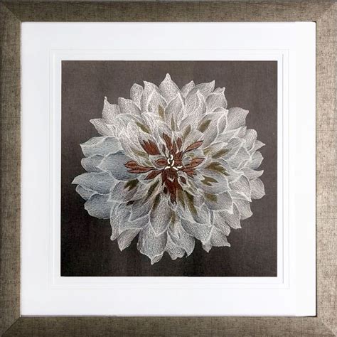 20x20 Blossom Embroidered Framedglass Art Frames On Wall Flower