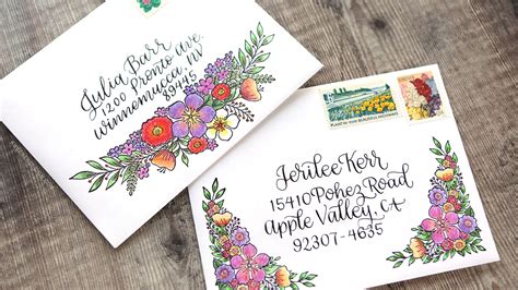 Floral Envelope Mail Art With Colored Pencils K Werner Design Blog