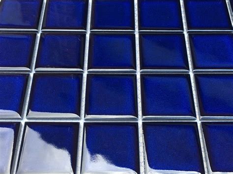 2x2 Cobalt Blue Glossy Porcelain Mosaic Pool Tile Pool Rated Kitchen Backsplash Bathroom