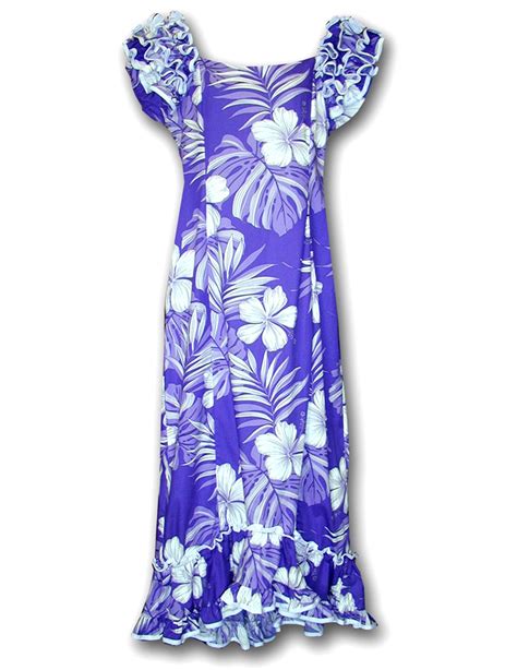Long Muumuu Dress Maxi Long Style Made In Hawaii With Purple Cotton