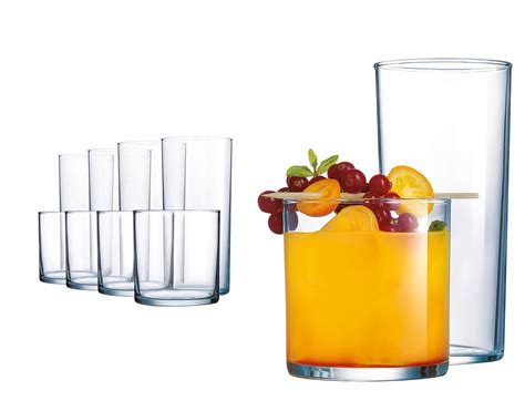 Elegant Drinking Glasses 8 Highball Glasses 16oz And 8 Rocks Glass Kitchen Deals
