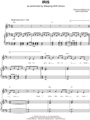 Ukulele chords and tabs for iris by goo goo dolls. "Iris" Sheet Music - 13 Arrangements Available Instantly ...