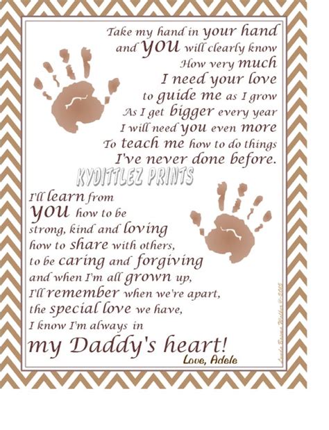 Items Similar To Digital You Print Take My Hand Daddy© Poem 8 X 10