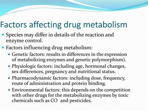 Factors Affecting Drug Metabolism