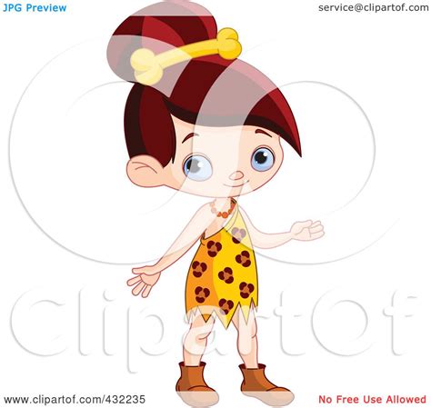 Royalty Free Rf Clipart Illustration Of A Cute Cave Girl With A Bone