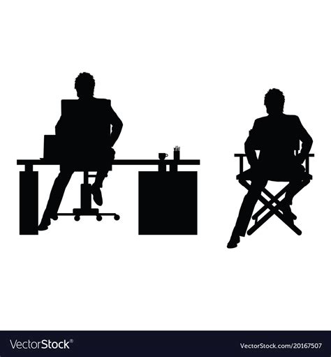 Man Silhouette Sitting In Office Royalty Free Vector Image