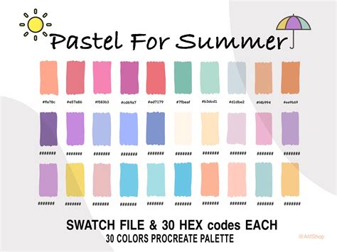 Color Pastel Summer 60 Paleta De Colores Códigos Hex Ipad Etsy España