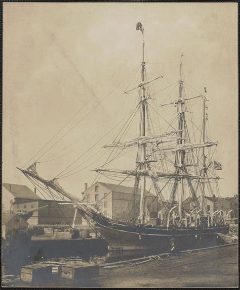Whaling Bark Sunbeam With Sails Furled Beside Dock In New Bedford