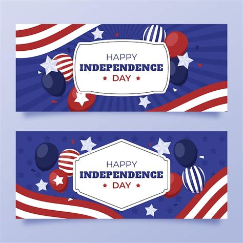 Free Vector Flat 4th Of July Independence Day Banners Set