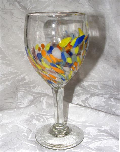 clear glass goblet confetti design mexican glassware wine glass single mexican glassware
