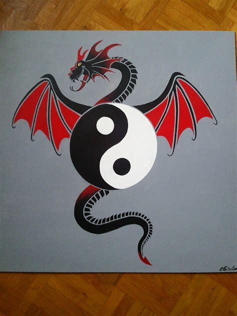 Peinture Dragon Yin Yang