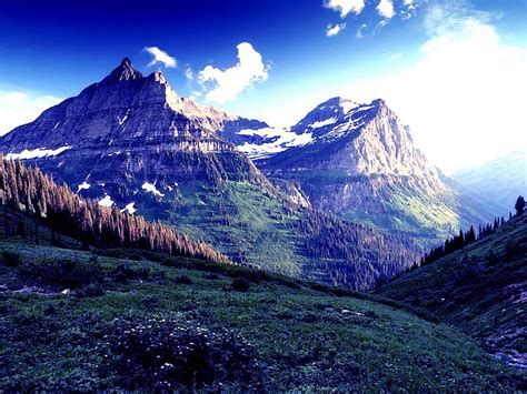 Majestic Mountains Green Mountains Beauty Nature Snowy Hd