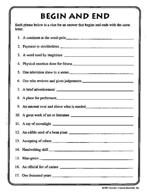 Brain Games Printable Worksheets For Adults