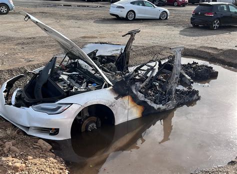 Tesla ‘spontaneously Catches Fire In Junkyard Weeks After Collision