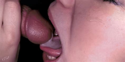 Close Up Of Cock Ejaculating Onto Babes Tongue 702