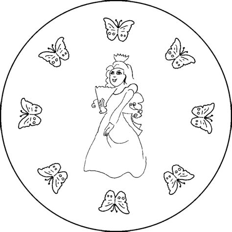 Ausmalbilder Mandalas Prinzessin - Ausmalbilder