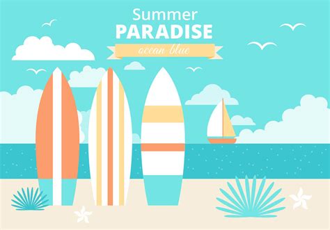 Free Flat Design Vector Summer Vacation Illustration 151023 - Download ...