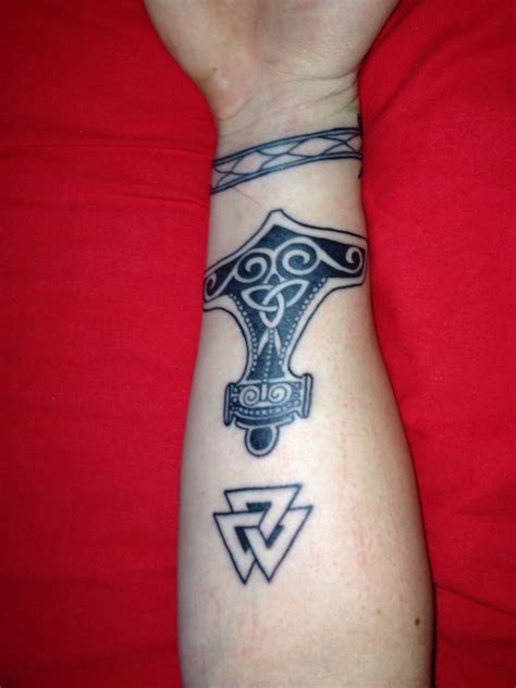 Heres My Mjolnir And Valknut Tattoos On The Inside Of My Forearm